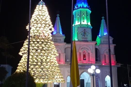 Độc đáo cây thông noel được kết từ 1.000 chiếc nón lá