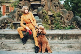 Chi Pu như tiểu thư sang chảnh, dắt cún cưng dạo phố