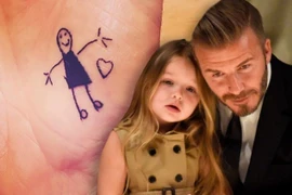 Beckham khoe hình xăm ngộ nghĩnh do con gái rượu thực hiện