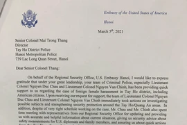Tùy viên an ninh Đại sứ quán Hoa kỳ tại Hà Nội gửi thư cám ơn Công an quận Tây Hồ