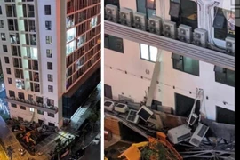 Hà Nội: Tá hỏa cả dàn cục nóng điều hòa ‘rụng” thẳng xuống từ chung cư cao tầng
