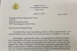 Đại sứ Hợp chủng quốc Hoa Kỳ cảm ơn Giám đốc Công an thành phố Hà Nội