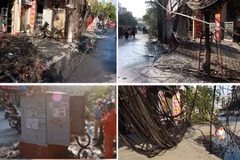 Cháy ụ điện sát nhà dân