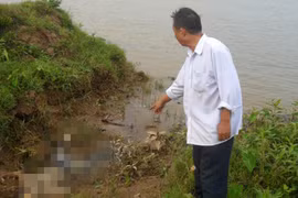 Xác nam thanh niên đang phân hủy trên sông Hồng
