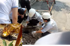 Hiện tượng kỳ lạ mặt đường nổ, tóe lửa, bốc khói dữ dội