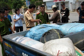 Bắt giữ xe tải chở gần 1 tấn mỡ và da động vật thối