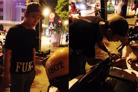 Ca sĩ Yanbi không đội mũ bảo hiểm nghênh ngang vượt đèn đỏ