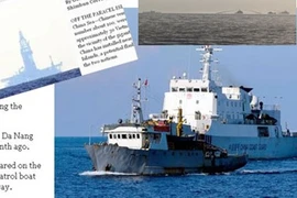 Hai tàu Trung Quốc kẹp một tàu Việt Nam vào giữa để phun nước