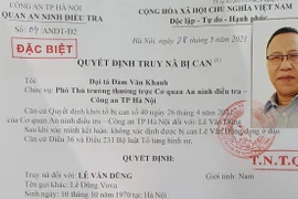 Truy nã đặc biệt bị can Lê Văn Dũng (Lê Dũng Vova)