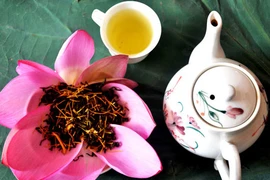 Tao nhã thú trà sen bên hồ trong sương sớm