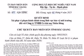 Xử phạt Công ty TNHH Cơ khí mạ Thiên Đông hoạt động không có giấy phép môi trường