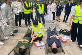 Thực tập phương án chữa cháy, cứu nạn, cứu hộ tại Tổ hợp Keangnam Hanoi Landmark Tower