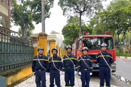 Hình ảnh khí thế làm nhiệm vụ của lực lược Công an Hà Nội trước giờ bảo đảm an ninh Chương trình hợp luyện lần 1 sự kiện A80