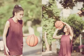 Hoa hậu Triệu Thị Hà khoe tài chơi bóng rổ