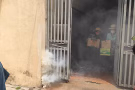 Thực tập phương án chữa cháy, cứu nạn cho Tổ liên gia an toàn PCCC