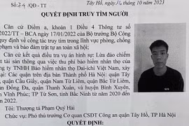 Công an quận Tây Hồ truy tìm đối tượng lừa đảo chiếm đoạt tài sản