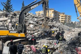 Hình ảnh Đoàn công tác Công an Việt Nam triển khai thiết bị rò băng rada tại vị trí tìm kiếm cứu nạn mới