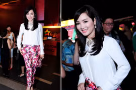 Hoa hậu Giáng My trẻ trung đi xem phim “Lạc giới”