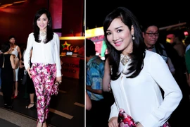 Hoa hậu Giáng My trẻ trung đi xem phim “Lạc giới”