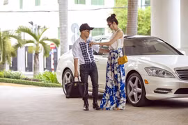 Siêu mẫu Thu Hằng lái xe tiền tỷ "đón đưa" NTK Đỗ Mạnh Cường