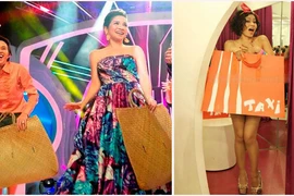 Bắt chước Thu Minh, Minh Thuận-Hoài Linh che thân bằng túi giấy