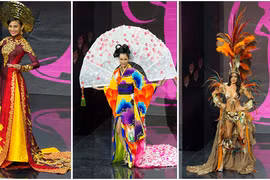 Trương Thị May mặc áo dài so tài với thí sinh Miss Universe