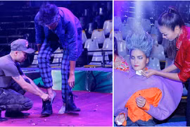 Thanh Hằng chăm sóc "gái xinh", Đỗ Mạnh Cường ân cần đi giày cho "trai đẹp"