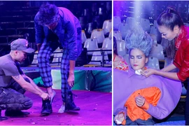 Thanh Hằng chăm sóc "gái xinh", Đỗ Mạnh Cường ân cần đi giày cho "trai đẹp"