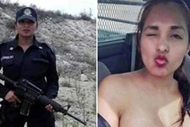 Nữ cảnh sát Mexico chụp ảnh ngực trần trong ô tô tuần tra