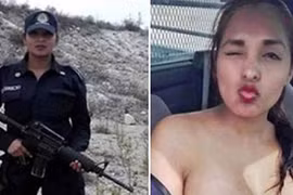 Nữ cảnh sát Mexico chụp ảnh ngực trần trong ô tô tuần tra