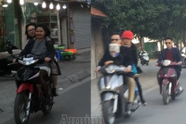 Nườm nượp người 'quên' mũ bảo hiểm, đầu trần phơi phới du Xuân