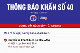 Khẩn tìm người đi chuyến xe khách từ Hà Nội lên Hòa Bình do có người mắc Covid-19