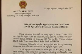 Thủ tướng có Thư khen, biểu dương anh Nguyễn Ngọc Mạnh dũng cảm cứu bé rơi từ tầng 12