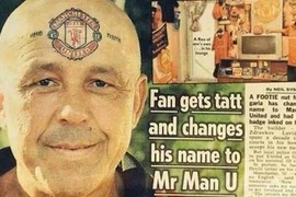 SỐC: Fan cuồng đổi tên, xăm logo M.U lên trán