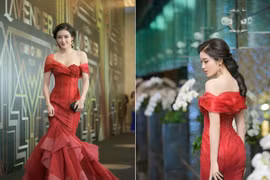 Phớt lờ giá lạnh, Á hậu Huyền My khoe vai trần và vòng 1 gợi cảm