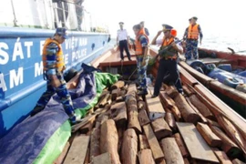 Cảnh sát biển bắt giữ tàu nước ngoài vận chuyển gỗ trái phép