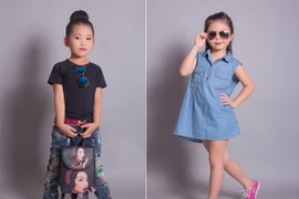 Dàn mẫu nhí của "bà trùm" Hạ Vy tạo dáng chuyên nghiệp với trang phục Jean