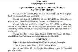 Xử phạt 15 triệu đồng công ty TNHH Inverse Media do vi phạm về quảng cáo