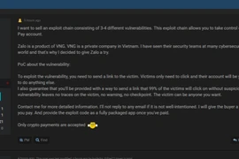 Hacker rao bán cách chiếm đoạt tài khoản Zalo 