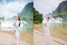 Hoa hậu Lương Thùy Linh tái hiện bộ ảnh bên thác Bản Giốc cách đây 5 năm 