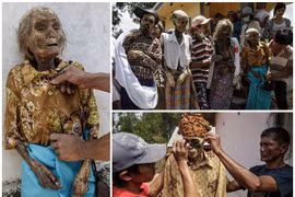 Rùng rợn nghi lễ tắm rửa và thay quần áo cho xác chết ở Indonesia