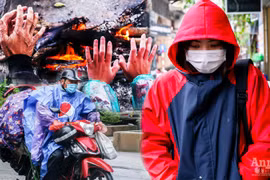 Hà Nội chìm trong giá buốt, người dân đốt lửa sưởi ấm bên đường