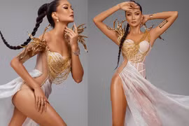 Hình ảnh Hoa hậu H'Hen Niê mới nhất trong váy dát vàng xuyên thấu 