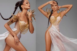 Hình ảnh Hoa hậu H'Hen Niê mới nhất trong váy dát vàng xuyên thấu 