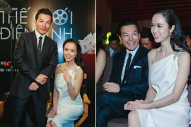 Vũ Ngọc Anh gợi cảm bên Trần Bảo Sơn dự tiệc quảng bá phim “Quyên”