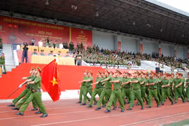 Gần 500 cán bộ, chiến sĩ Công an Hà Nội tham gia Hội thi Điều lệnh, quân sự, võ thuật 
