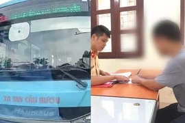Phạt nguội tài xế xe buýt đi lấn hết làn đường ngược chiều