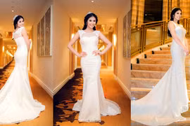 Hoa hậu Ngọc Hân rạng rỡ trong trang phục tự thiết kế