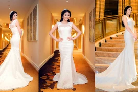 Hoa hậu Ngọc Hân rạng rỡ trong trang phục tự thiết kế