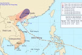 Tâm bão Hải Yến đang tiến dần vào Trung Quốc